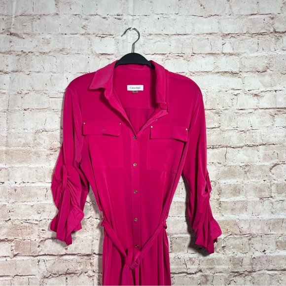 Pink Calvin Klein button down collared dress size 8 - Picture 3 of 8